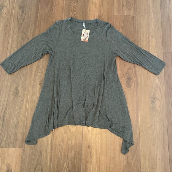 NWT Emerald women’s Gray Women's tunic 3/4 sleeve Top size XL 1X - Picture 1 of 3